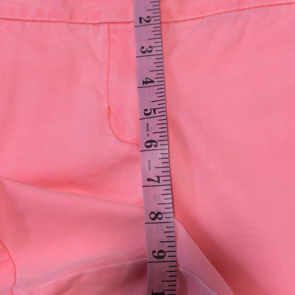 J‎ Crew Women's Size 6 Chino 100% Cotton Golf Shorts Coral With Green Waistband - Picture 8 of 9